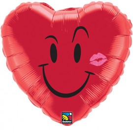 Globos de foil de 18" Corazón sonriente con beso