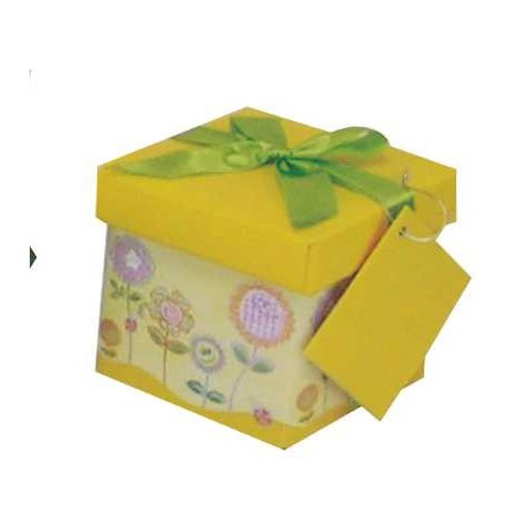 Caja de regalo extra pequeña (10,3 x 10,3 x 9,8) amarillo flores
