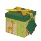 Caja de regalo pequeña (12,8 x 12,8 x 12,2) verde y jirafas