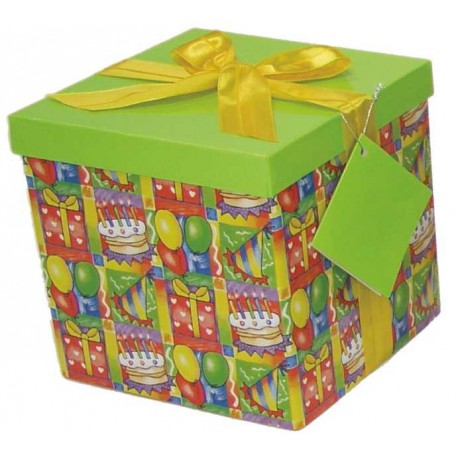 Caja de regalo grande (17,5 x 17,5 x 17) tarta y fiesta