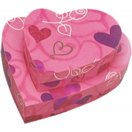 Caja de regalo corazon (15,3 x 13,5 x 3,6) rosa y corazones 