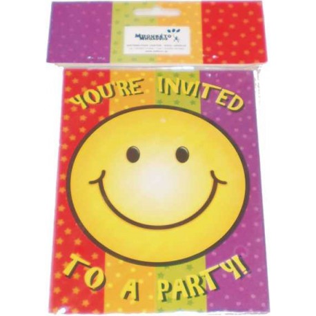 Invitaciones temática carita sonriente 8uni
